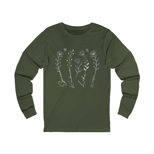 Spread Kindness Like Wildflowers - Floral Design Long Sleeve Tee