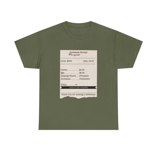 Receipt Tee – "Thank you for making a difference" Coffee Shop Tip Shirt