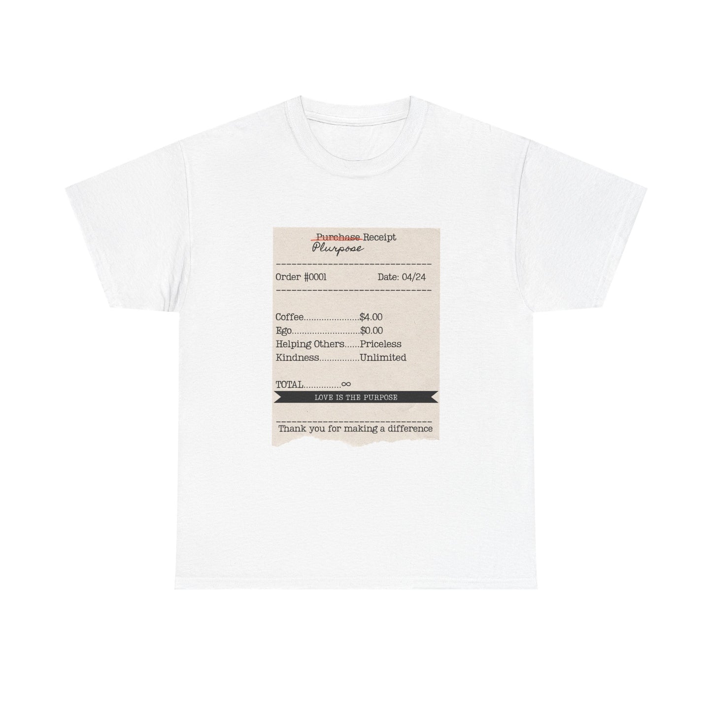 Receipt Tee – "Thank you for making a difference" Coffee Shop Tip Shirt