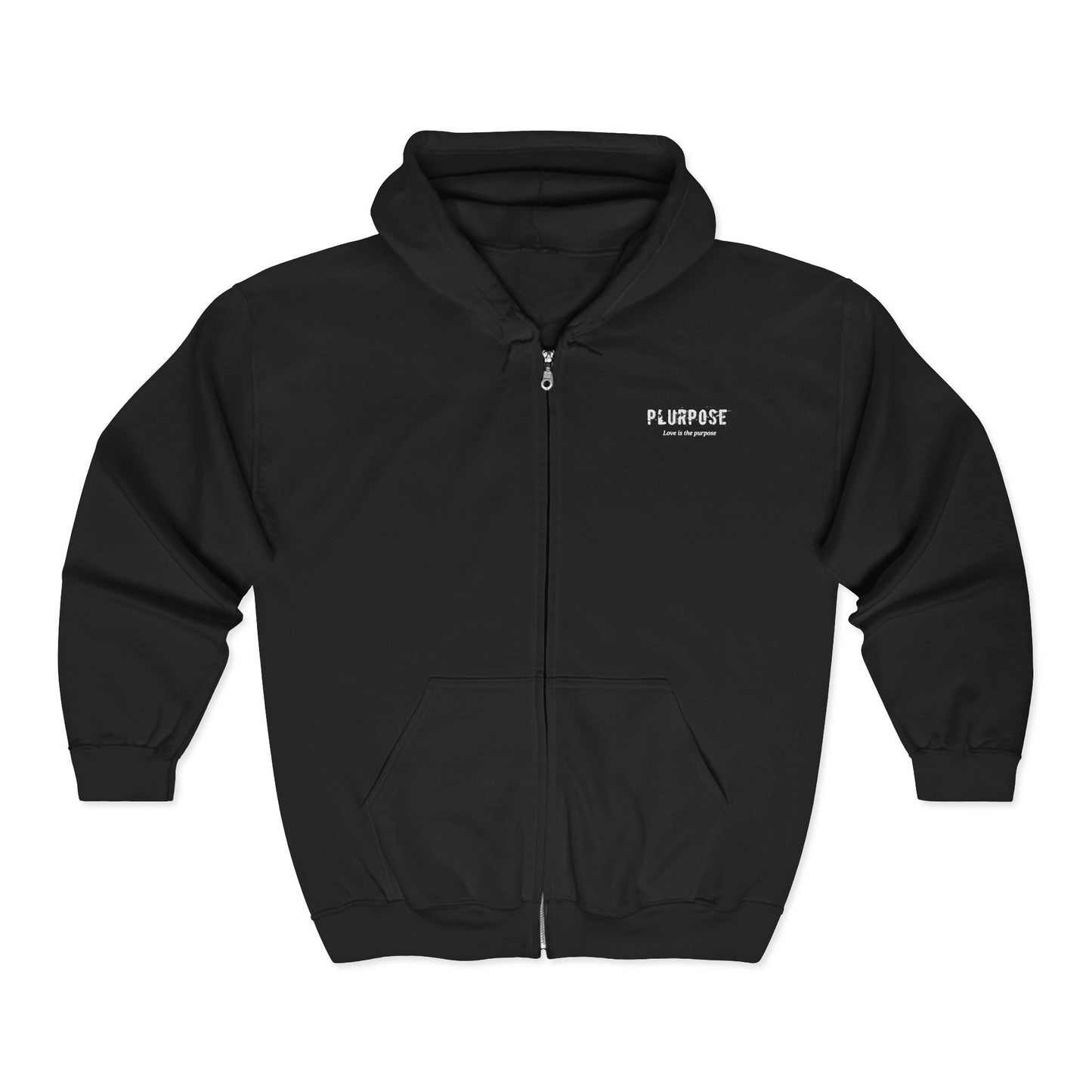 Zip Hoodie — "Plurpose" Front Logo & "Wear What You Stand For" Statement Back