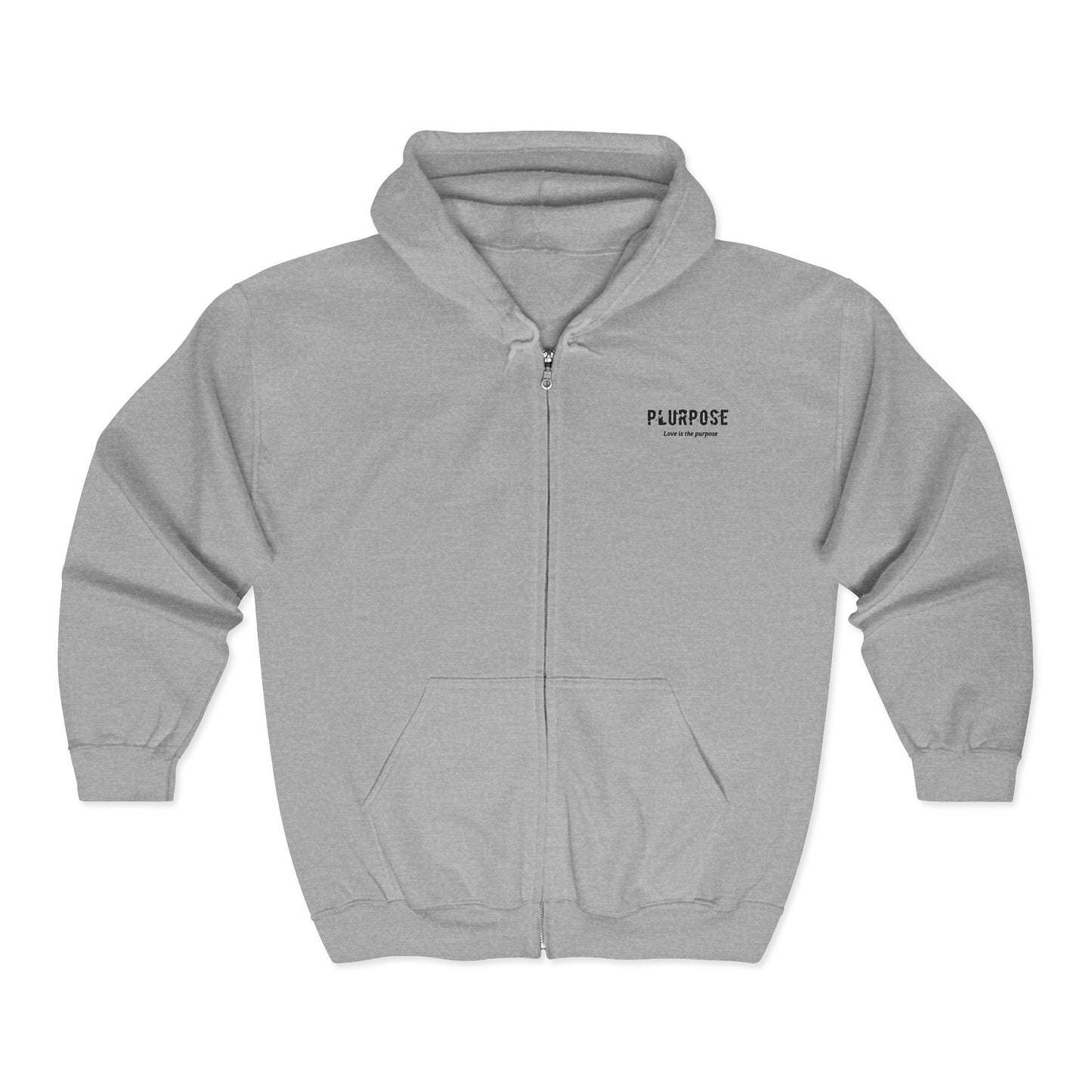 Zip Hoodie — "Plurpose" Front Logo & "Wear What You Stand For" Statement Back