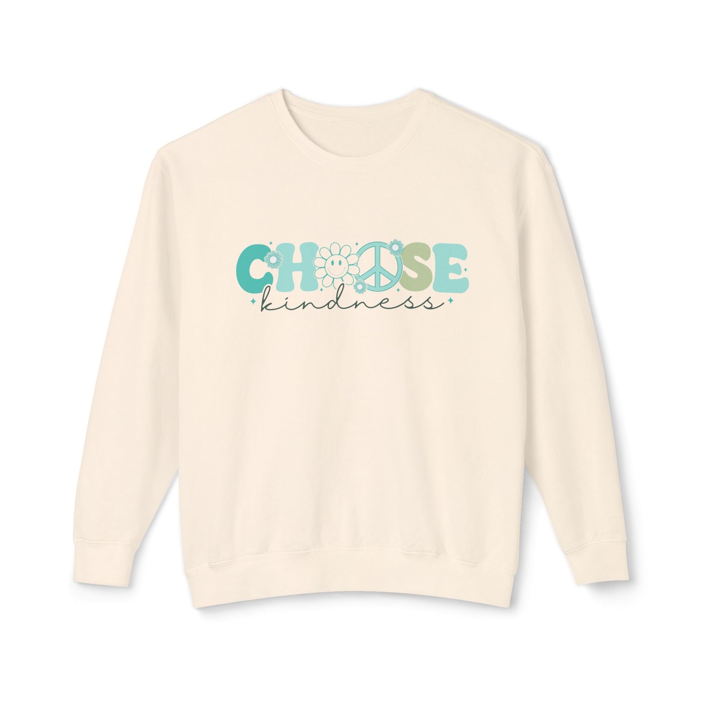 Teal - Choose Kindness - Lightweight Crewneck Sweatshirt