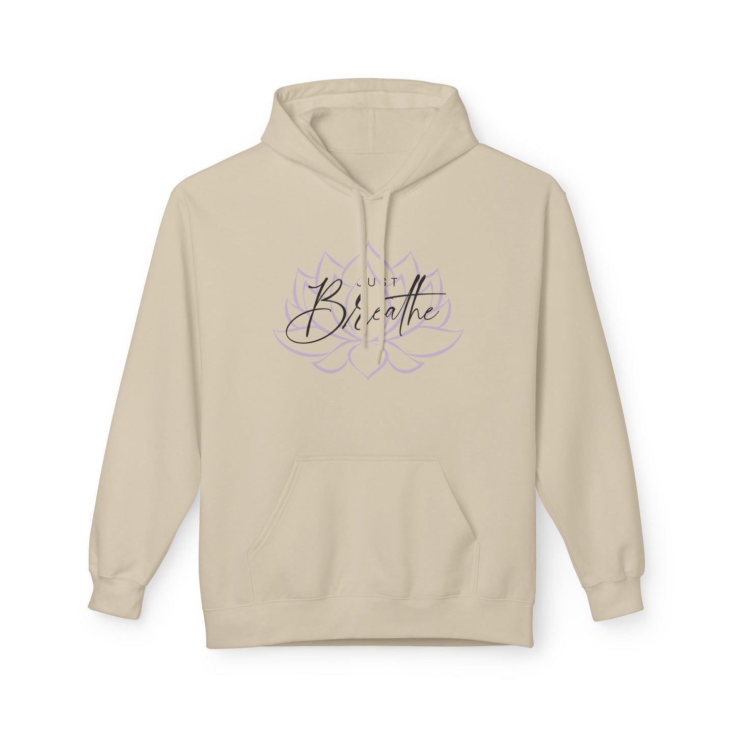 Just Breathe Lotus Flower- Cozy Inspirational Fleece Hoodie