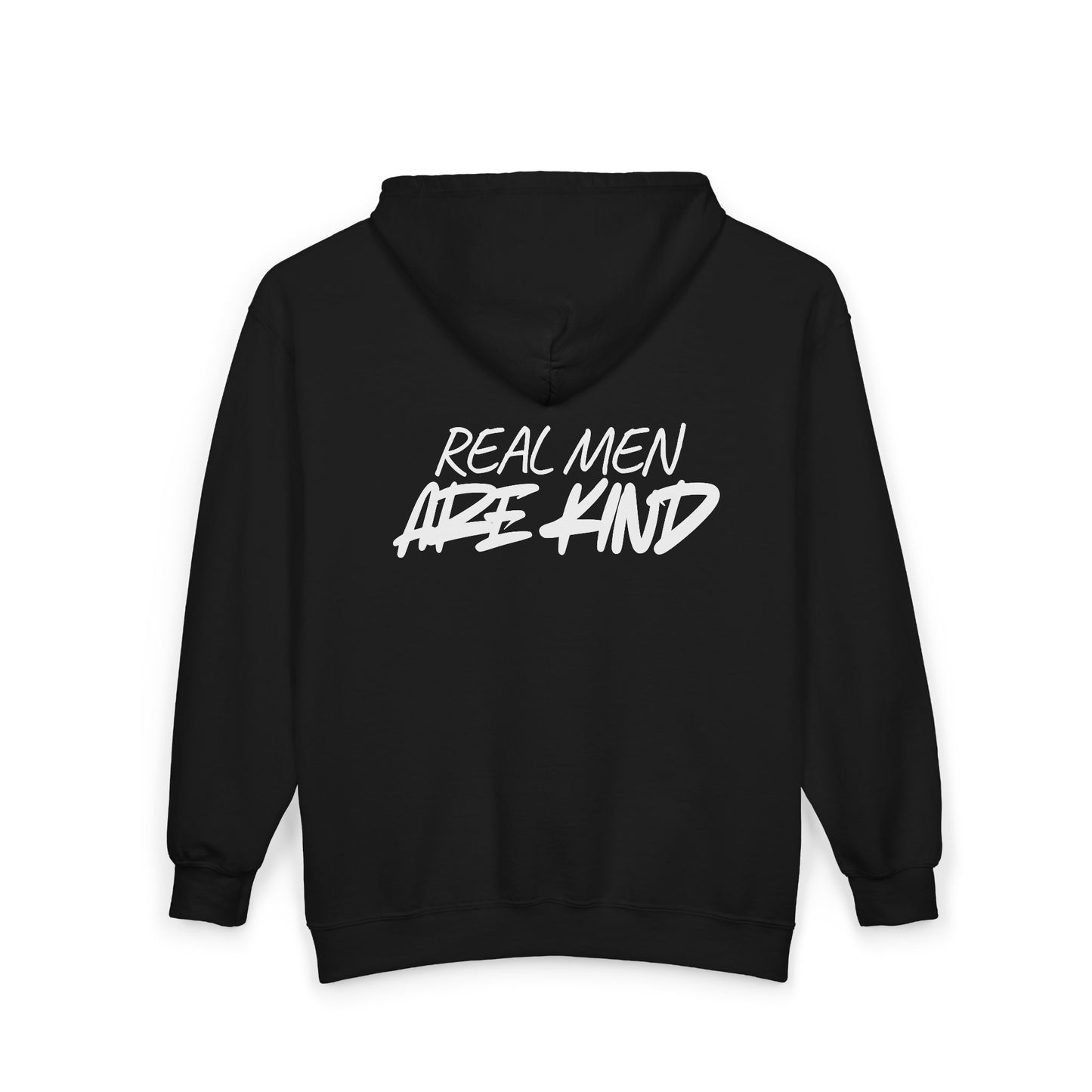 Real Men Are Kind Full-Zip Hoodie — Men's Kindness Graphic Zip-Up