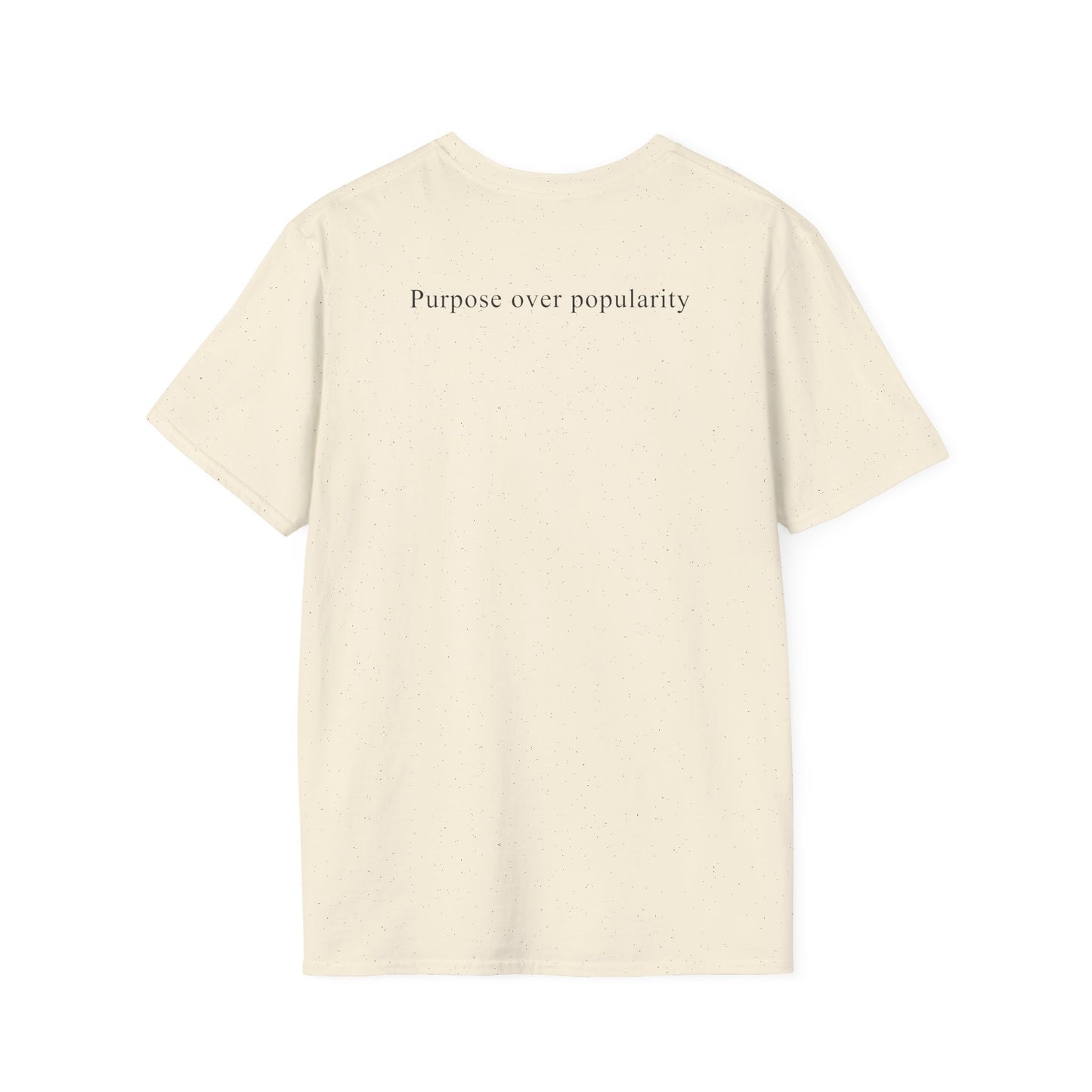 Low Ego. High Impact. T-Shirt — Minimalist Inspirational Tee ("Purpose over popularity" on back)