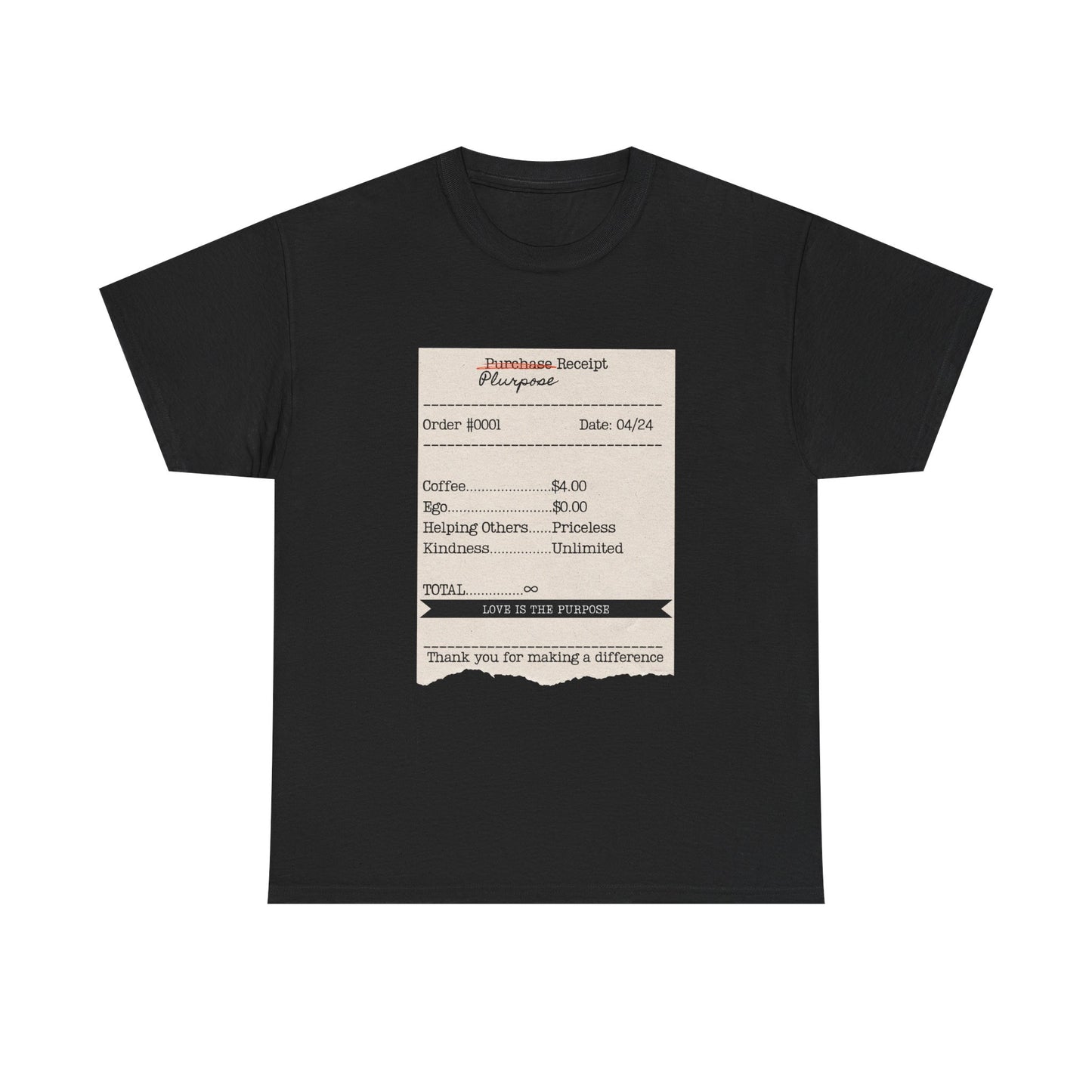 Receipt Tee – "Thank you for making a difference" Coffee Shop Tip Shirt