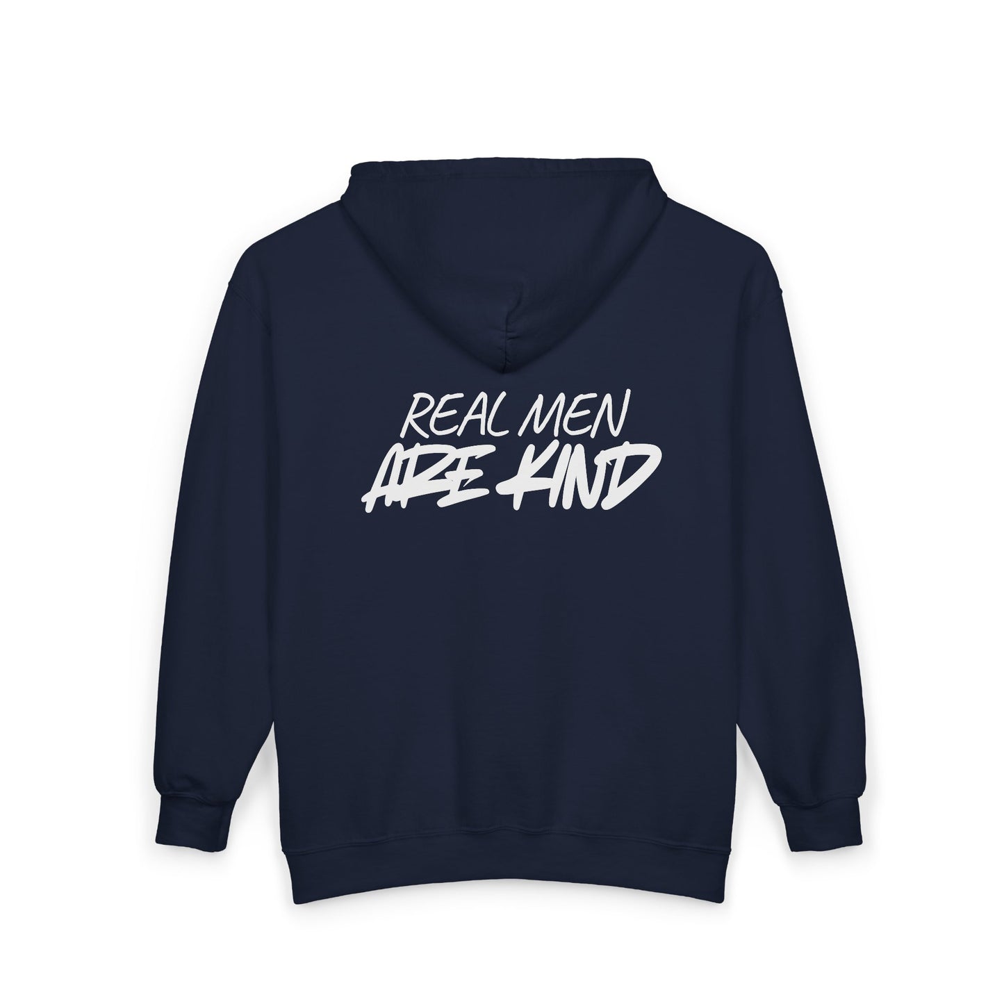 Real Men Are Kind Full-Zip Hoodie — Men's Kindness Graphic Zip-Up