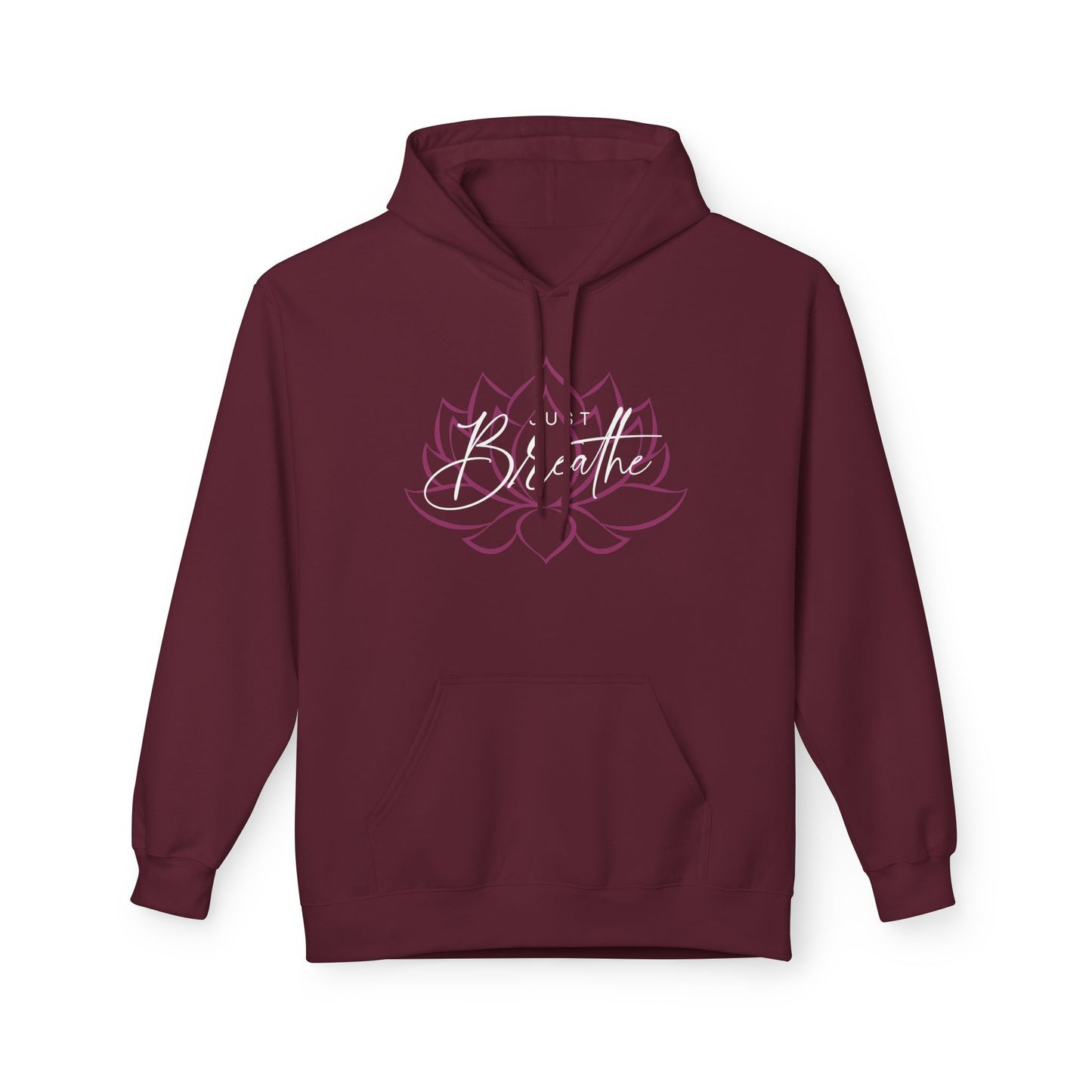 Just Breathe Lotus Flower- Cozy Inspirational Fleece Hoodie