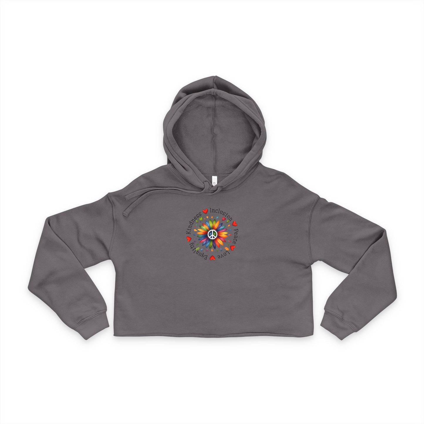 Kindness, Inclusion, Equality - Floral Design - Women's Cropped Hoodie