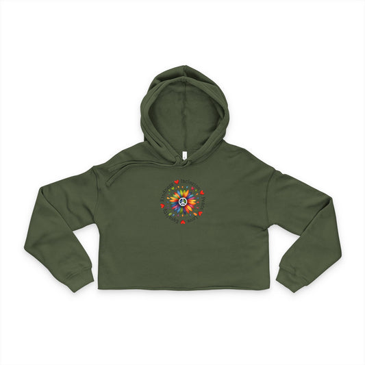 Kindness, Inclusion, Equality - Floral Design - Women's Cropped Hoodie