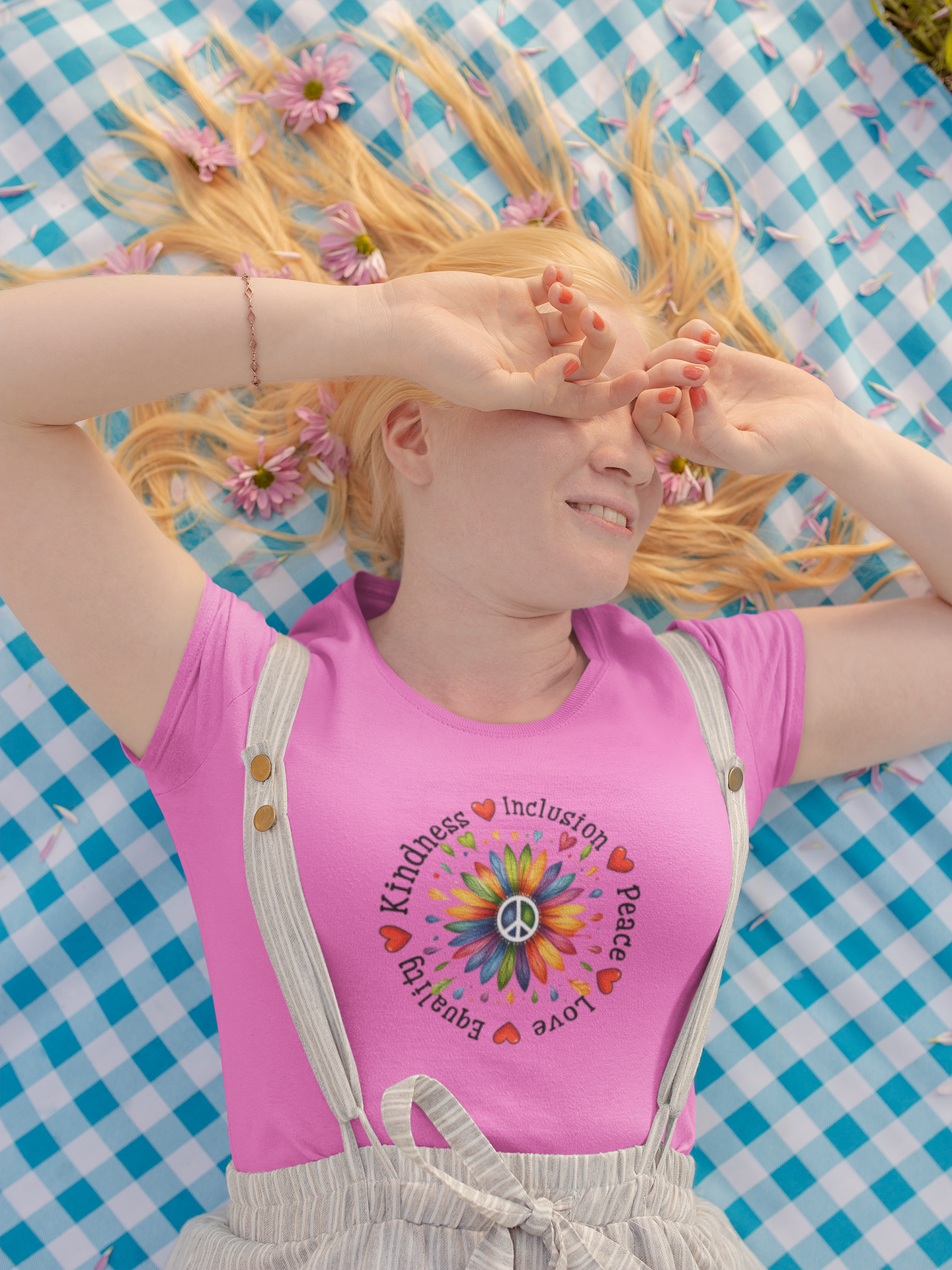 Peace, Love, Equality, Inclusion, Kindness - Women's Inspirational Graphic Tee,