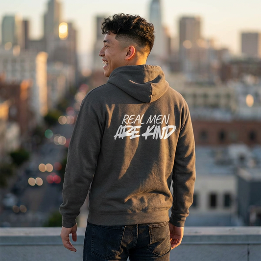 Real Men Are Kind Full-Zip Hoodie — Men's Kindness Graphic Zip-Up
