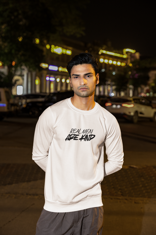 Crewneck Sweatshirt — "Real Men Are Kind" Graphic