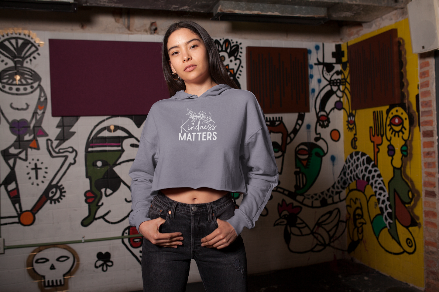 Kindness Matters - Empowering Women's Cropped Hoodie