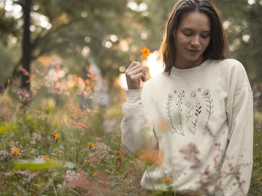 Spread Kindness like Wildflowers, Floral Design -  Crewneck Sweatshirt