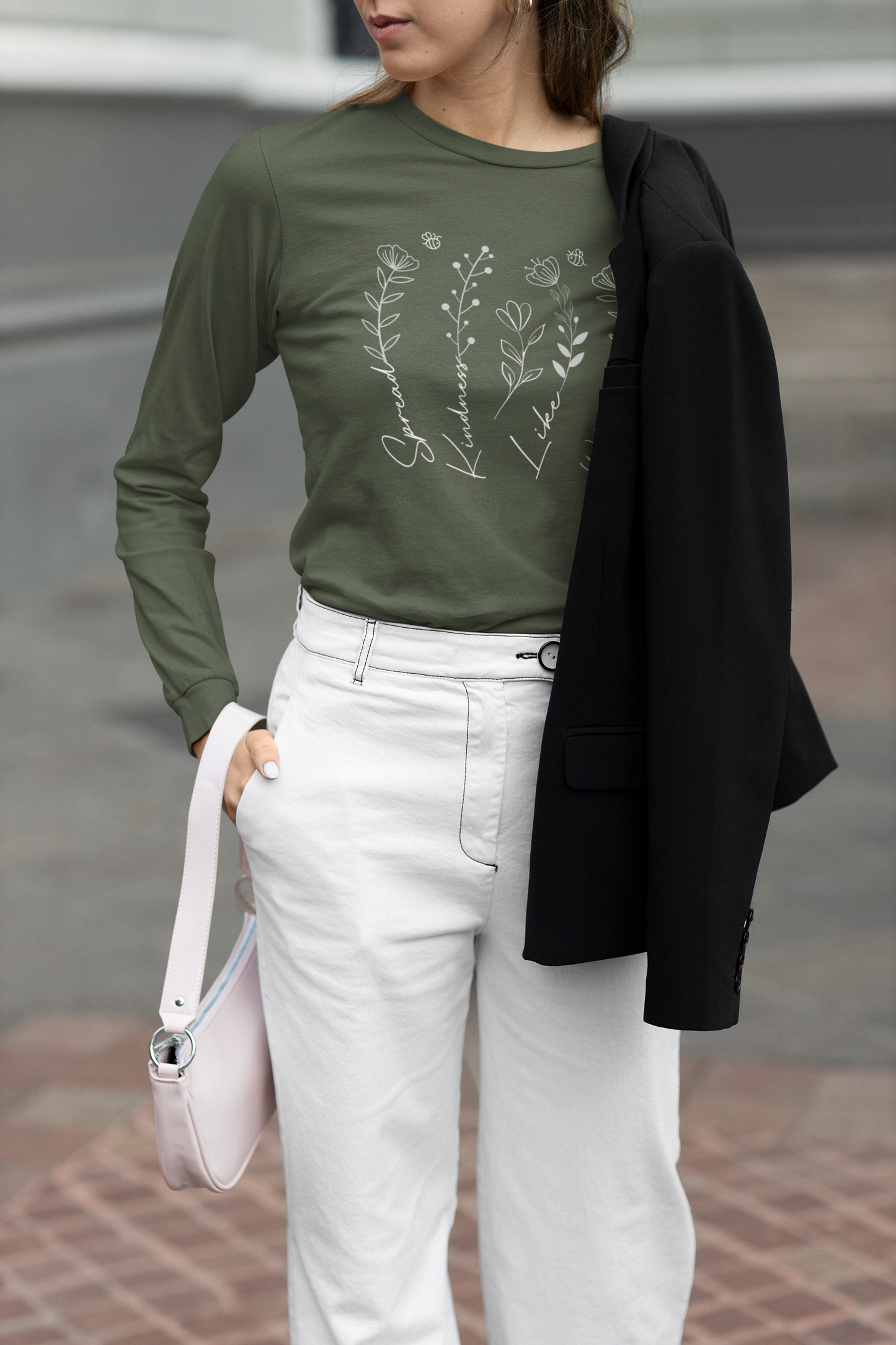 Spread Kindness Like Wildflowers - Floral Design Long Sleeve Tee