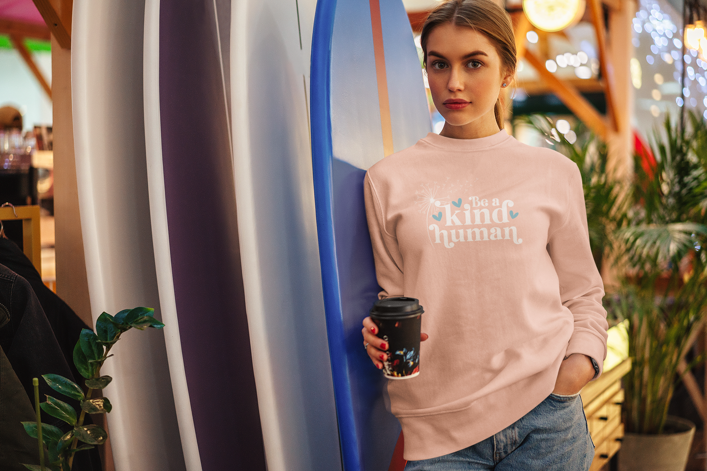 Be a Kind Human - Lightweight Crewneck Sweatshirt