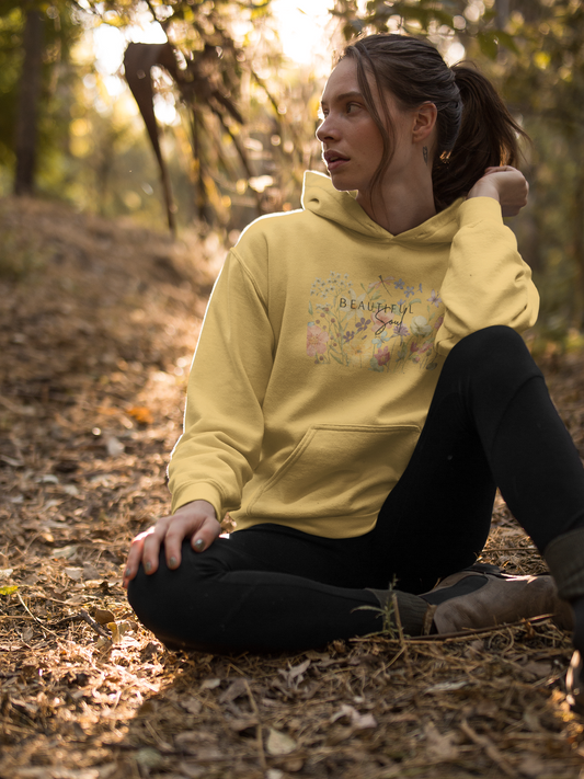 Beautiful Soul - Cozy Fleece, Floral Inspiration Hoodie