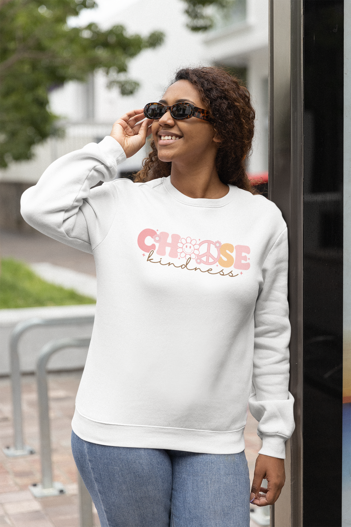 Pink - Choose Kindness - Lightweight Crewneck Sweatshirt