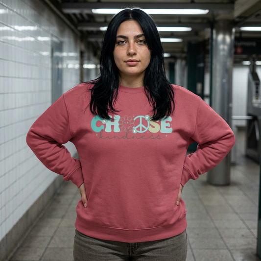 Teal - Choose Kindness - Lightweight Crewneck Sweatshirt