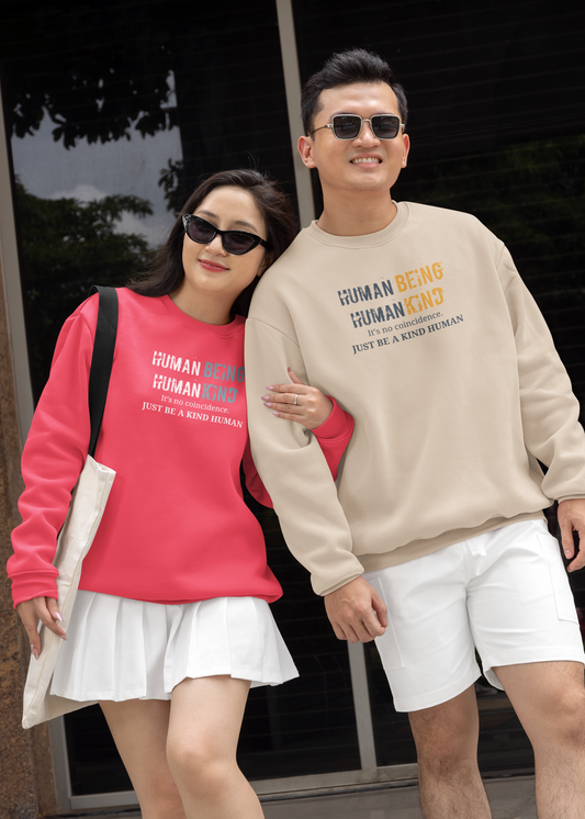 Human Being, Human Kind- Cozy Unisex Fleece Crew Sweatshirt