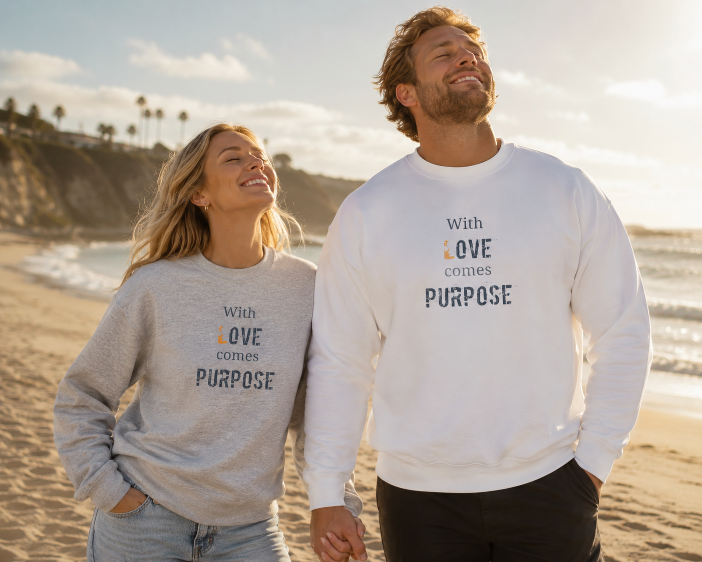 With Love comes Purpose, Inspirational Crewneck Sweatshirt