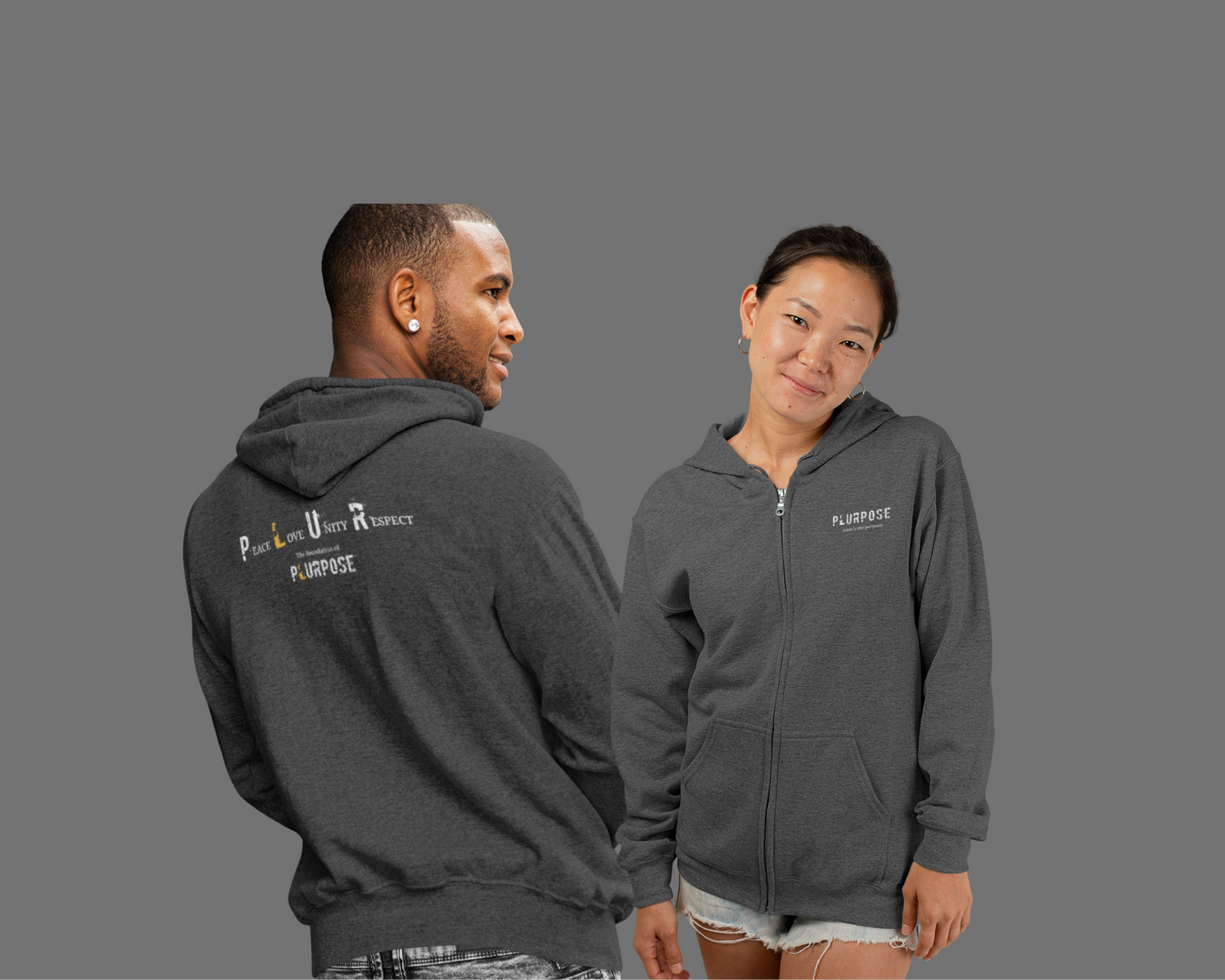 Unisex PLURpose Hoodie - Cozy Zip-Up Sweatshirt for Everyday Wear