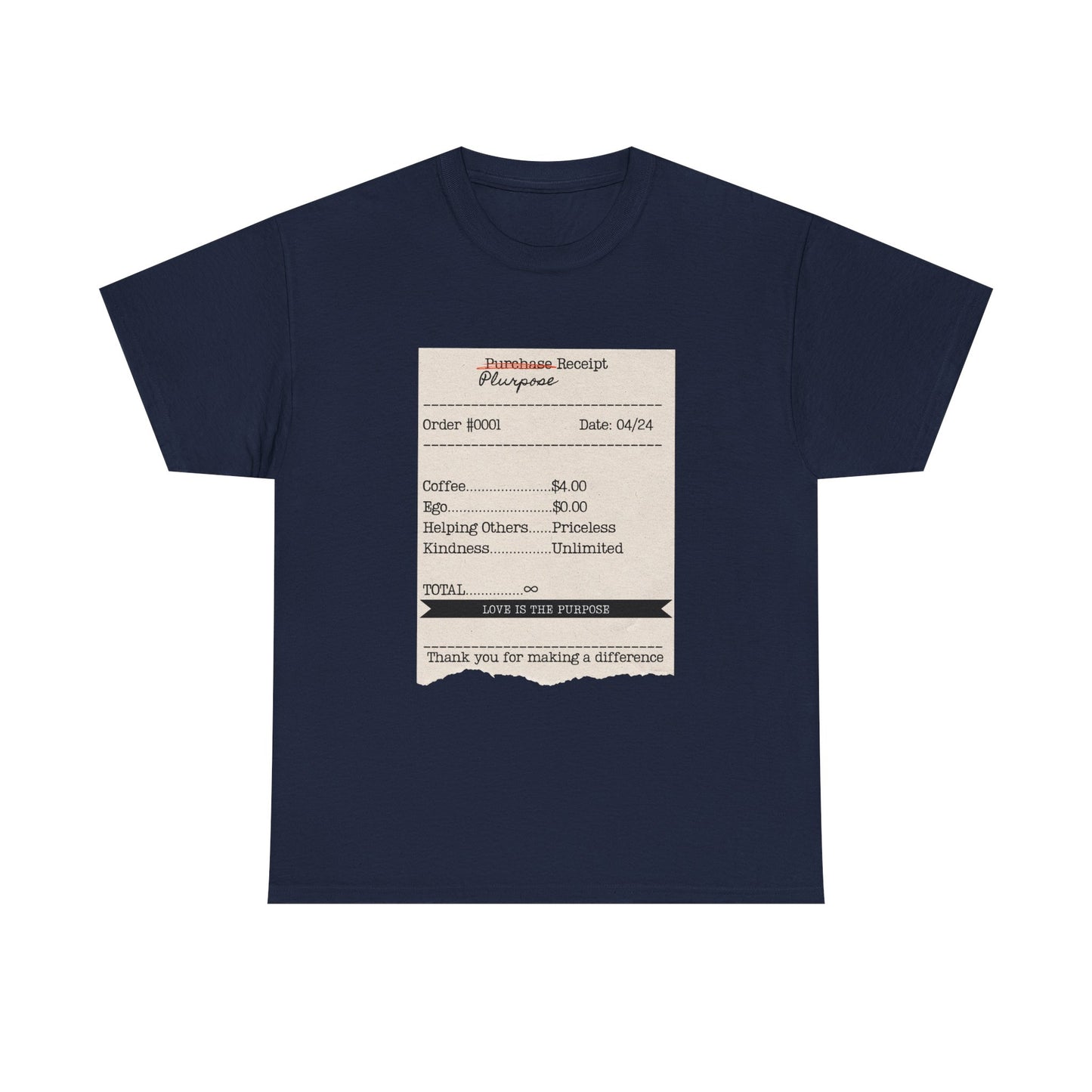 Receipt Tee – "Thank you for making a difference" Coffee Shop Tip Shirt