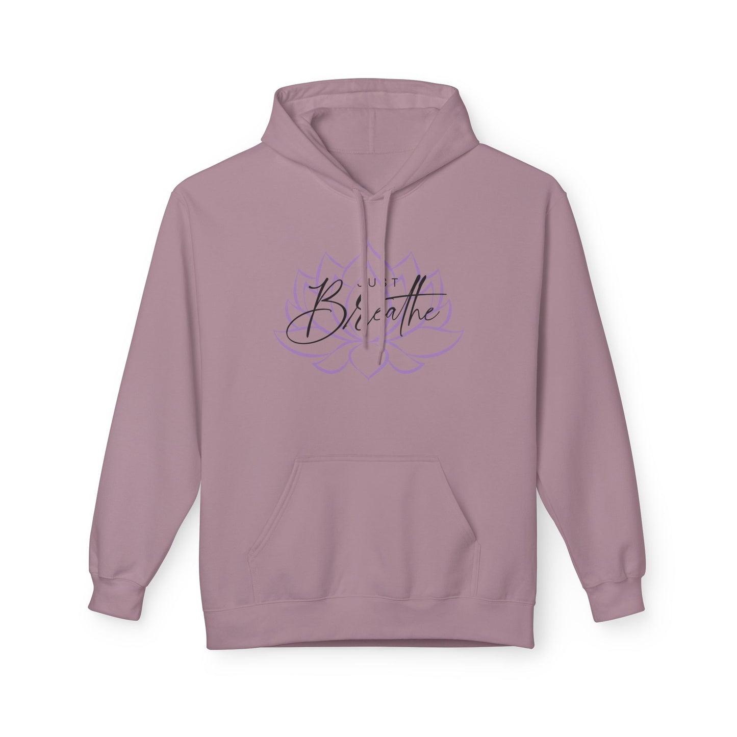 Just Breathe Lotus Flower- Cozy Inspirational Fleece Hoodie