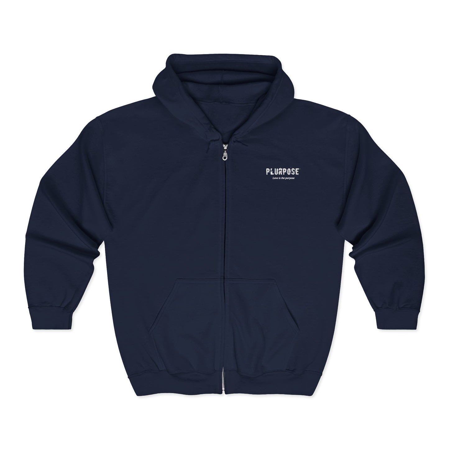 Zip Hoodie — "Plurpose" Front Logo & "Wear What You Stand For" Statement Back