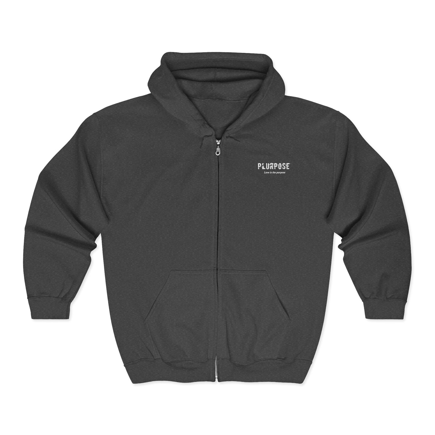 Zip Hoodie — "Plurpose" Front Logo & "Wear What You Stand For" Statement Back