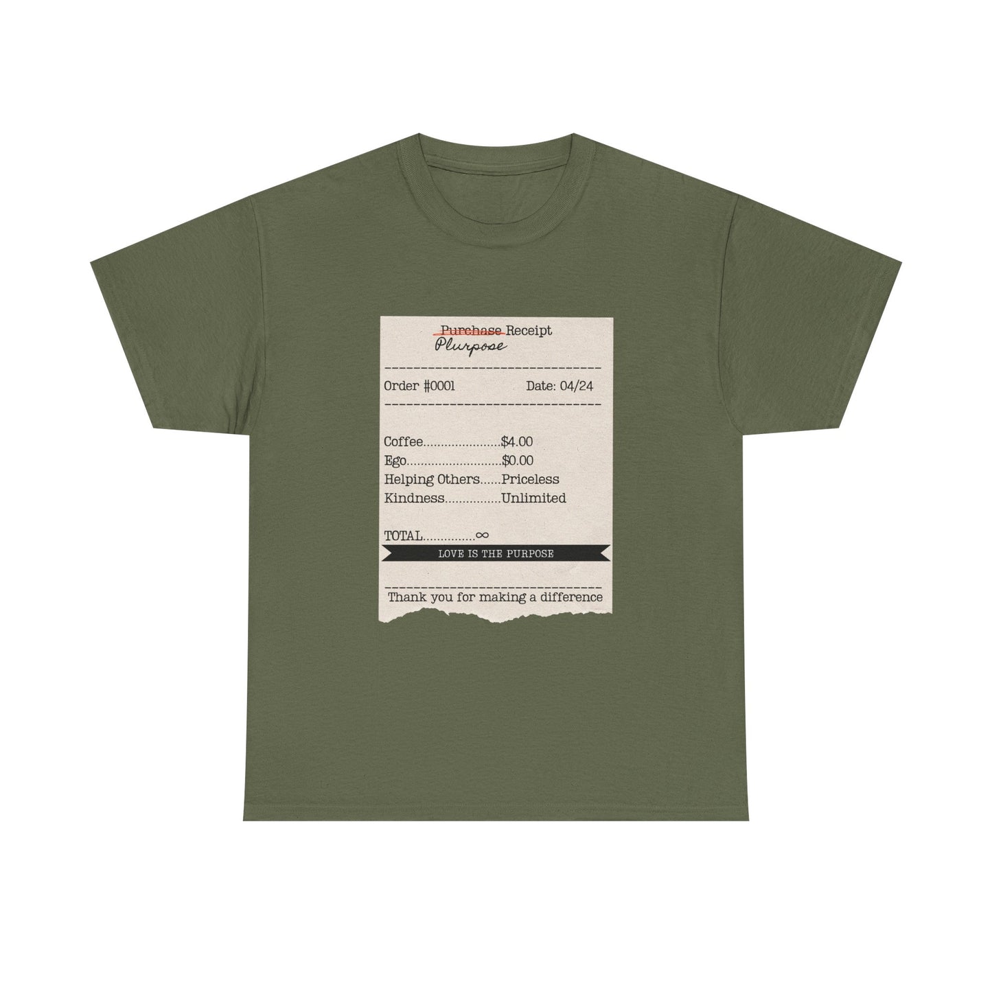 Receipt Tee – "Thank you for making a difference" Coffee Shop Tip Shirt