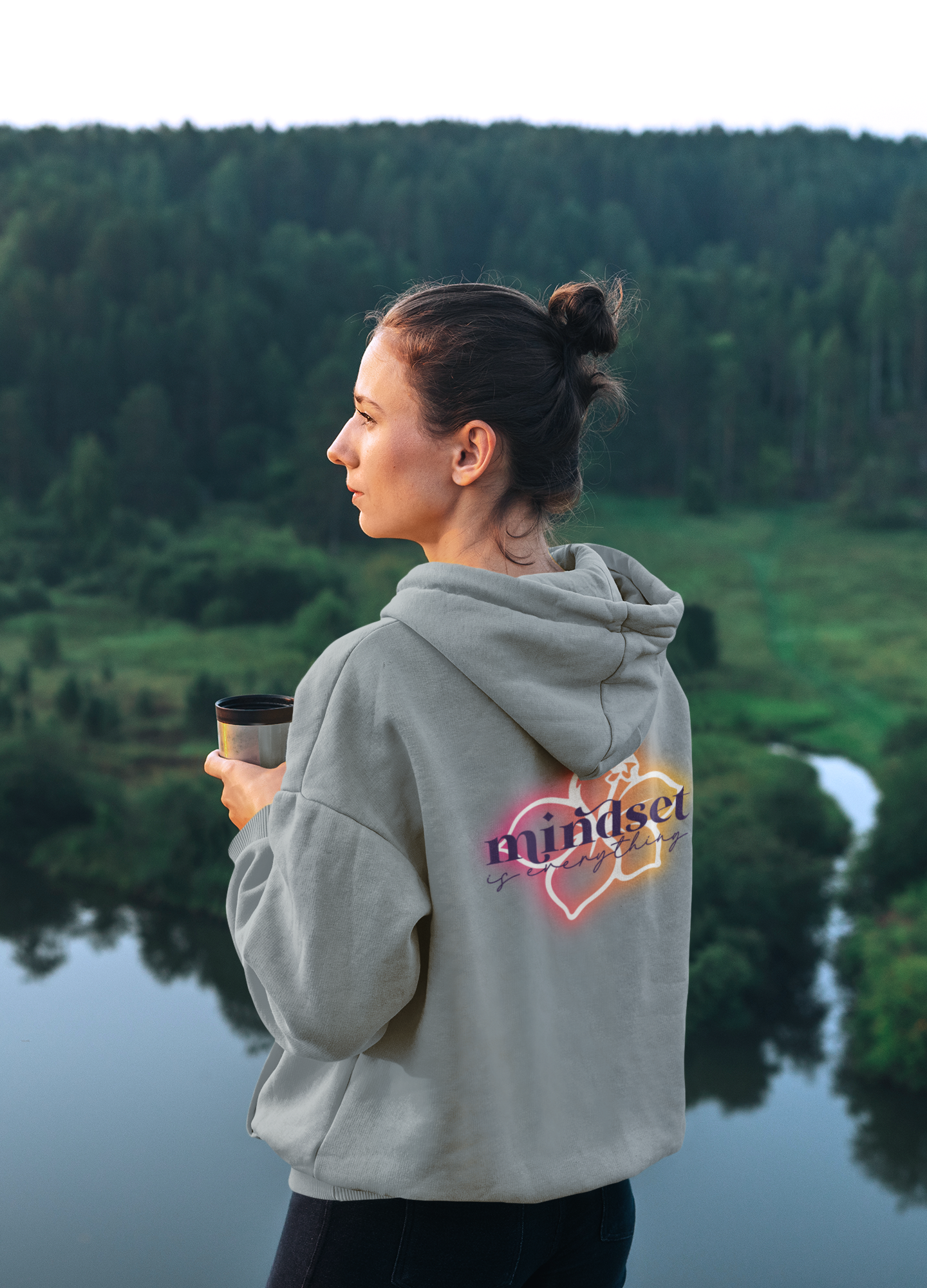 Mindset is Everything- Flower- Fleece Pullover Hoodie